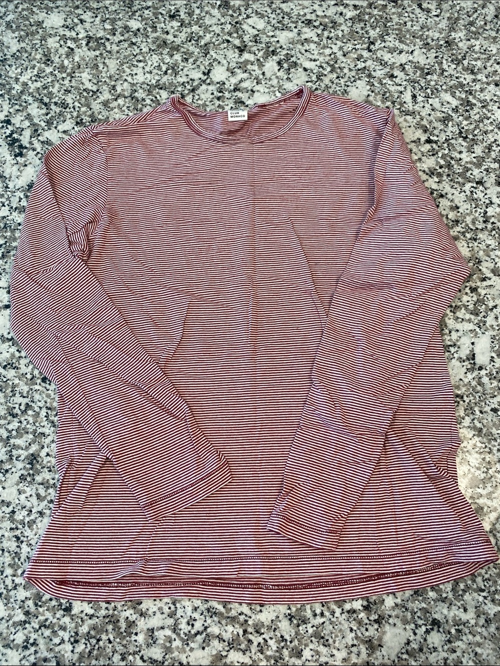 Striped Long Sleeve Tee - Red & White - Club Monaco Men’s Size Small